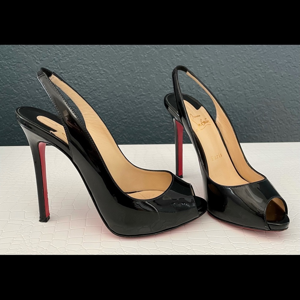 Christian Louboutin Peep toe sling backs in size 37 / 7.